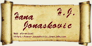Hana Jonašković vizit kartica